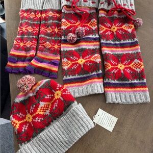 Colorful Knit Hat and Arm Warmers Set